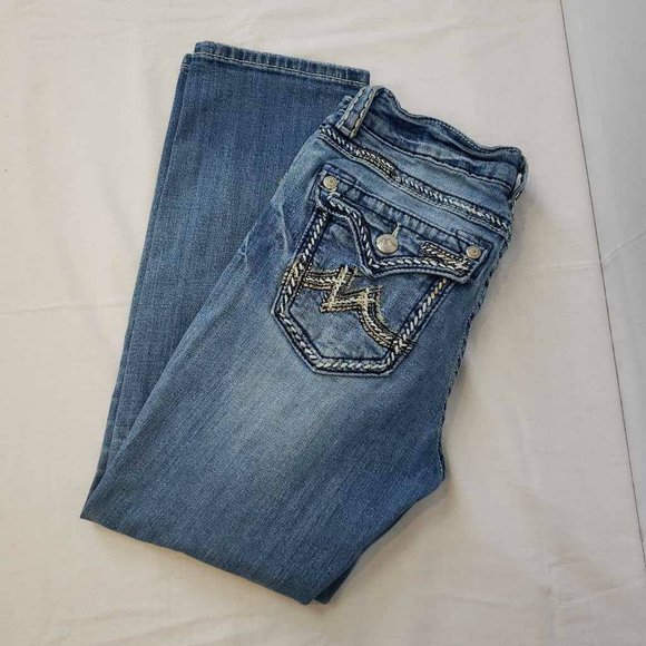 Miss Me Womens Boyfriend Capri Jeans Blue Distressed Medium Wash Mid Rise 28 - Picture 2 of 12